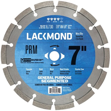 Diamond Blade, Laser Weld Segmented, Series PRM Series, 9 Diameter Blade, 78